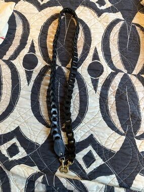 Clare V crossbody Black Braided Leather Bag Strap with Gold Hardware